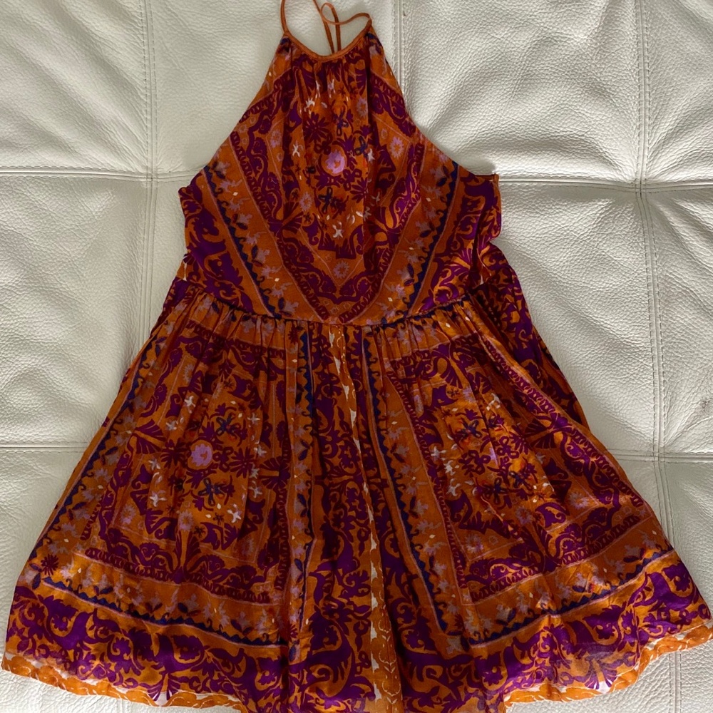 Urban Outfitters High Neck Print Open Back Dress